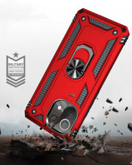 Xiaomi Mi 11 Lite Kılıf Vega Tank Sert Yüzüklü Standlı Zırh Koruma Kapak Mavi