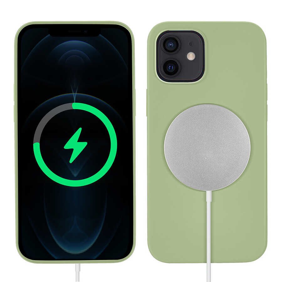 iPhone 12 Kılıf Silksafe Wireless Kapak Açık Yeşil