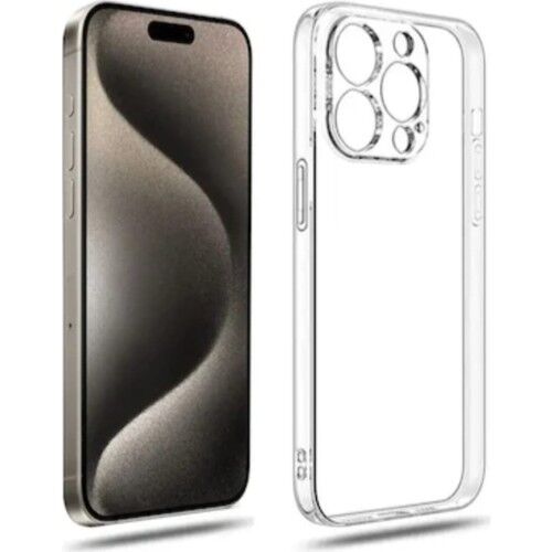 iphone 15 Pro Kamera Korumalı Şeffaf Yumuşak Süper Silikon