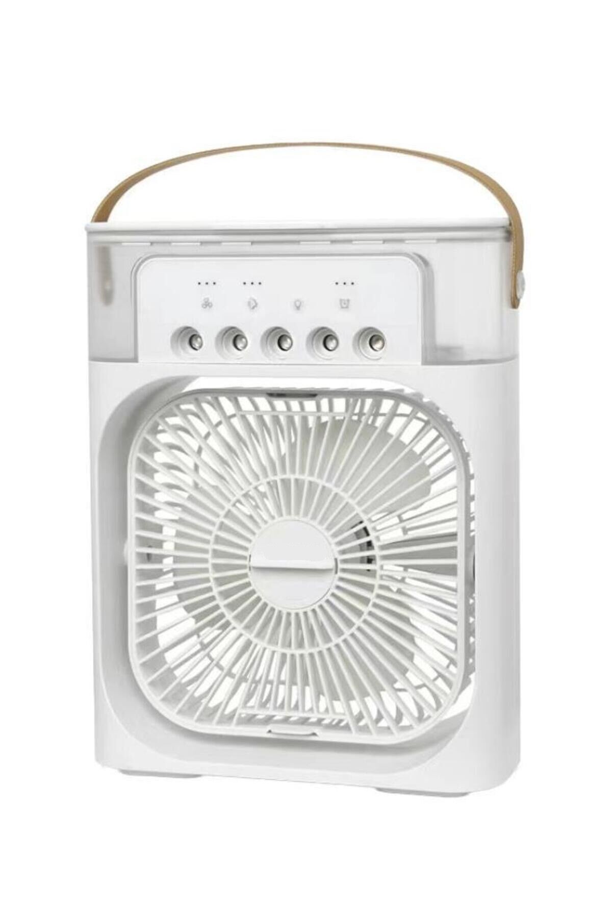 Type-C Girişli Masaüstü Mini Klima Gece Lambalı Buharlı Hava Soğutucu Vantilatör 3 Kademeli Taşinabilir Soğutucu 600 Ml Beyaz