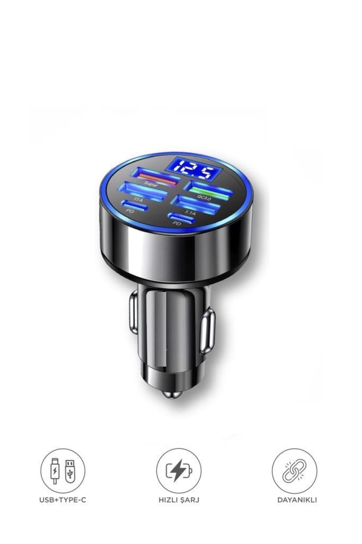 Süper Hızlı 66W 6 Girişli 2 Type-C + 4 Usb Girişli Araç Şarj Başliği