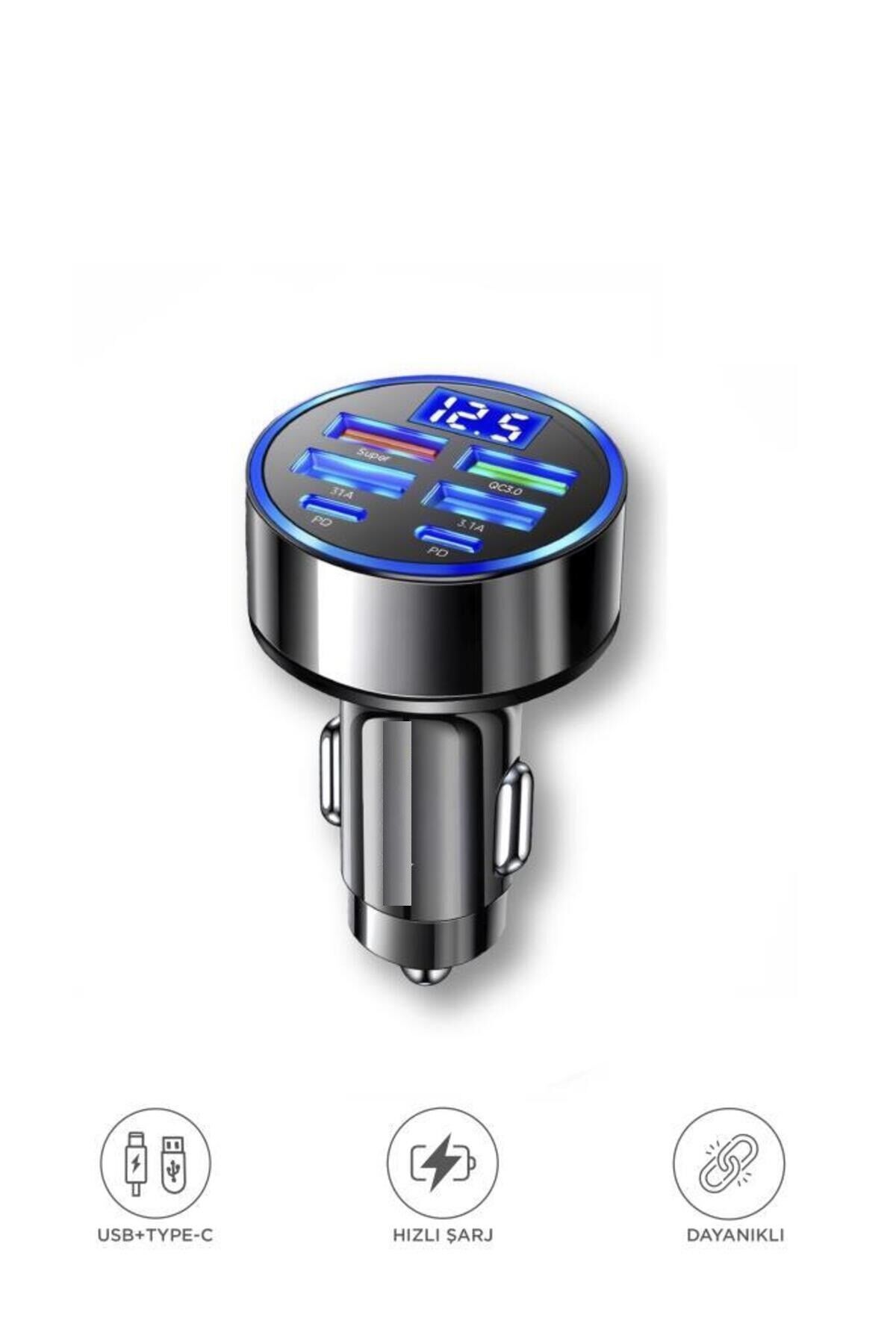 Süper Hızlı 66W 6 Girişli 2 Type-C + 4 Usb Girişli Araç Şarj Başliği