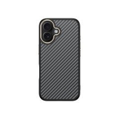 iPhone 16 Kılıf Kablosuz Şarj Özellikli Karbon Fiber Görünümlü Antina Kapak