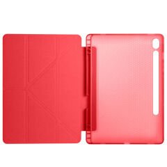 Samsung Galaxy Tab S9 Kılıf Tri Folding Kalem Bölmeli Standlı Kılıf Rose Gold