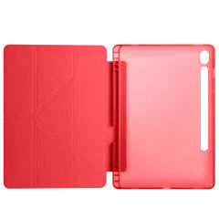 Samsung Galaxy Tab S9 Kılıf Tri Folding Kalem Bölmeli Standlı Kılıf Mavi