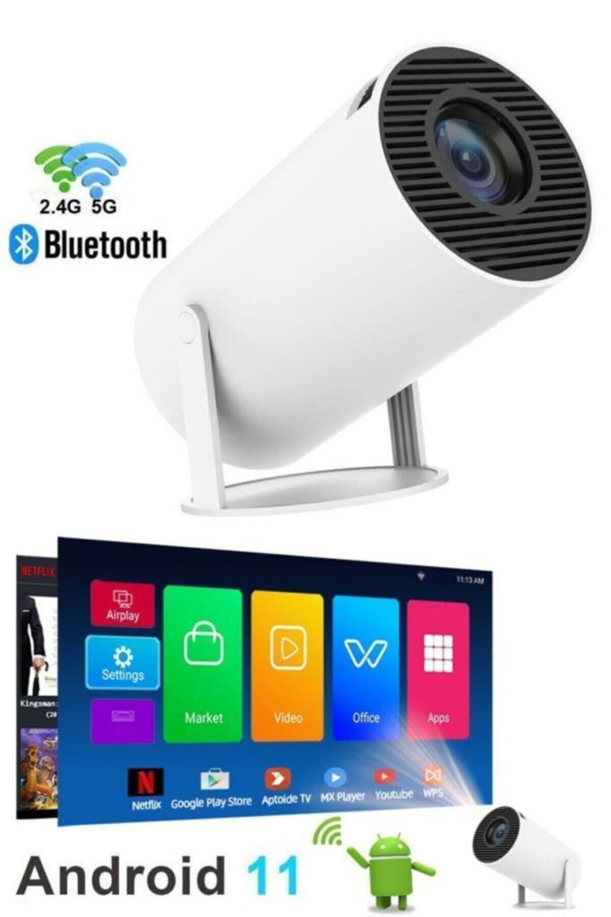 HY300 Lite Taşınabilir Sinema Projektörü Ev Sineması Bluetooth Android 11 Akıllı Projeksiyon Wifi