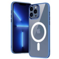 iPhone 13 Pro Max Kılıf Wireless Şarj Özellikli Krom Magsafe Silikon Kapak