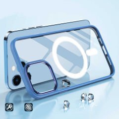 iPhone 13 Pro Max Kılıf Wireless Şarj Özellikli Krom Magsafe Silikon Kapak
