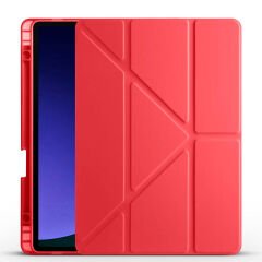 Samsung Galaxy Tab S9 Kılıf Tri Folding Kalem Bölmeli Standlı Kılıf Kırmızı