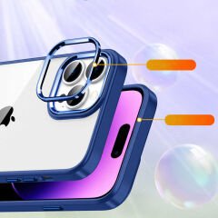 iPhone 14 Pro Kılıf Kamera Çıkıntılı Arkası Şeffaf Köşeleri Parlak Renkli Işlemeli Flora Kapak