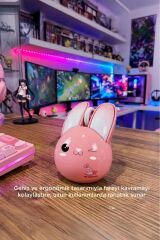 Kablosuz Tavşan Kulaklı Sessiz Mouse 1200 DPI Optik Kablosuz Fare TM-21 Pembe