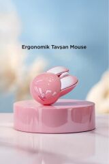 Kablosuz Tavşan Kulaklı Sessiz Mouse 1200 DPI Optik Kablosuz Fare TM-21 Pembe