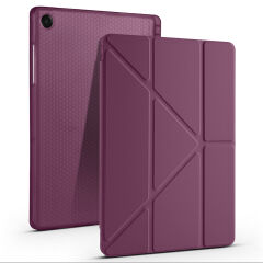 Samsung Galaxy Tab A9 Kılıf Tri Folding Kalem Bölmeli Standlı Kılıf Koyu Mor