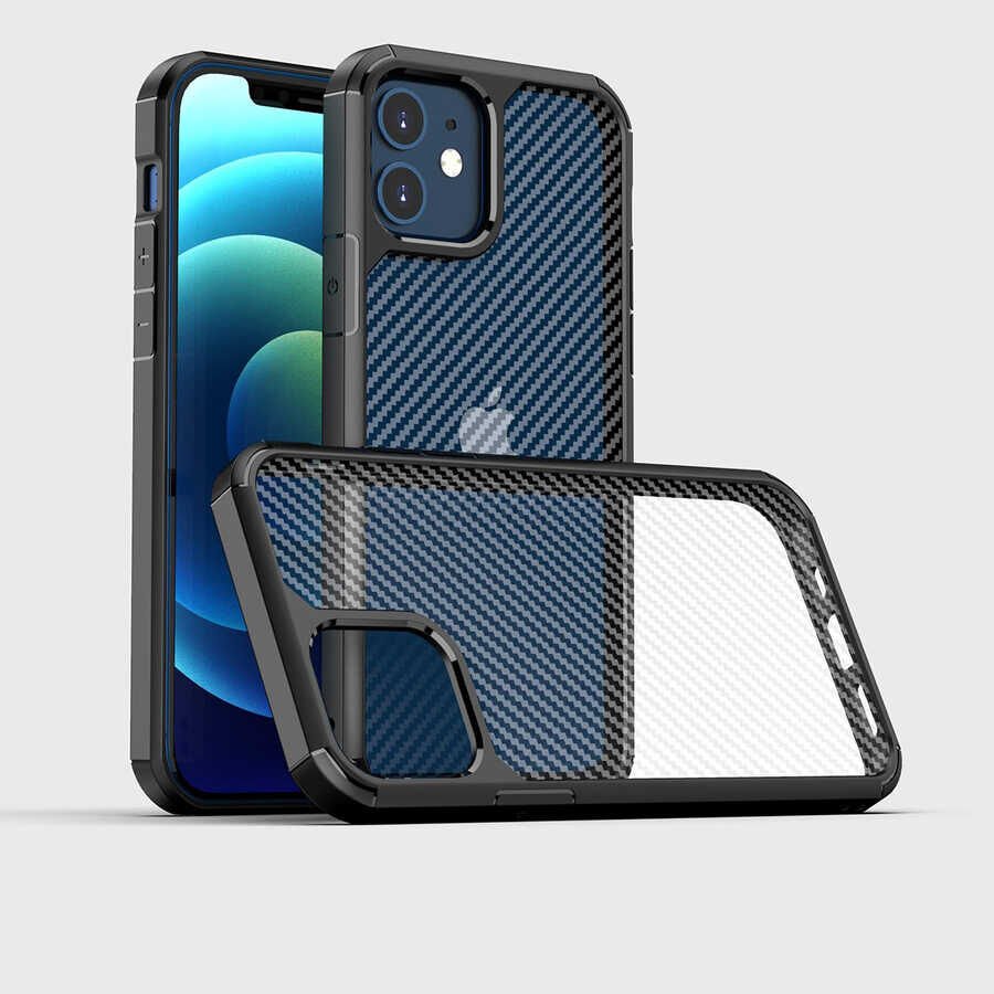 iPhone 12 Kılıf İnoks Kapak Siyah