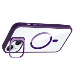 iPhone 15 Kılıf Standlı ve Kamera Lens Hediyeli Kablosuz Şarj Özellikli Etro Kapak
