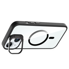 iPhone 15 Kılıf Standlı ve Kamera Lens Hediyeli Kablosuz Şarj Özellikli Etro Kapak