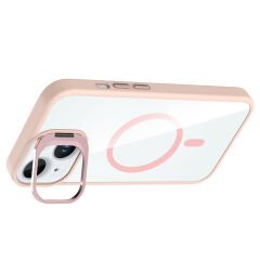 iPhone 15 Kılıf Standlı ve Kamera Lens Hediyeli Kablosuz Şarj Özellikli Etro Kapak Lacivert