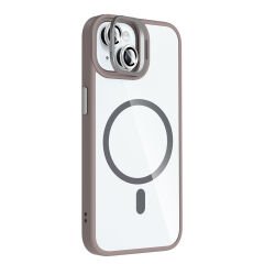 iPhone 15 Kılıf Standlı ve Kamera Lens Hediyeli Kablosuz Şarj Özellikli Etro Kapak Lacivert