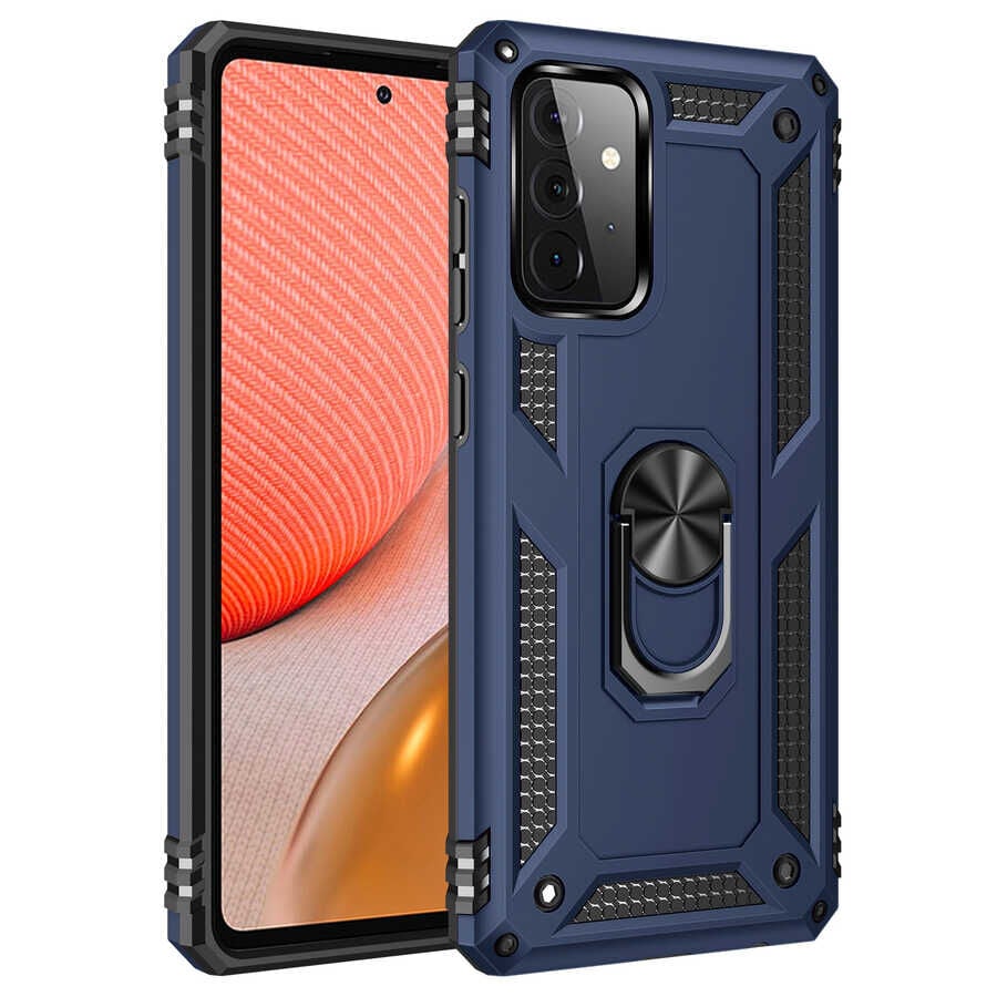 Samsung Galaxy A72 Kılıf Vega Tank Sert Yüzüklü Standlı Zırh Koruma Kapak