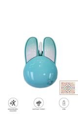 Kablosuz Tavşan Kulaklı Sessiz Mouse 1200 DPI Optik Kablosuz Fare TM-21 Mavi