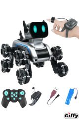 Bilekten Kontrol 8 Teker Buharlı Şarjlı Köpek Robot Araba Müzikli ve Led Işık Kumandalı Robot Köpek