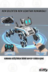 Bilekten Kontrol 8 Teker Buharlı Şarjlı Köpek Robot Araba Müzikli ve Led Işık Kumandalı Robot Köpek