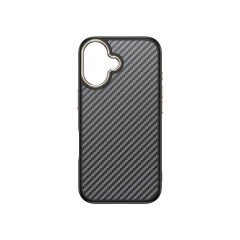 iPhone 16 Plus Kılıf Kablosuz Şarj Özellikli Karbon Fiber Görünümlü Antina Kapak