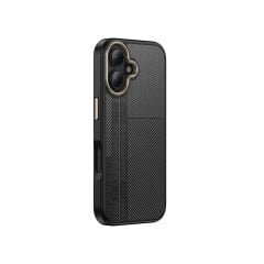 iPhone 16 Plus Kılıf Kablosuz Şarj Özellikli Karbon Fiber Görünümlü Antina Kapak