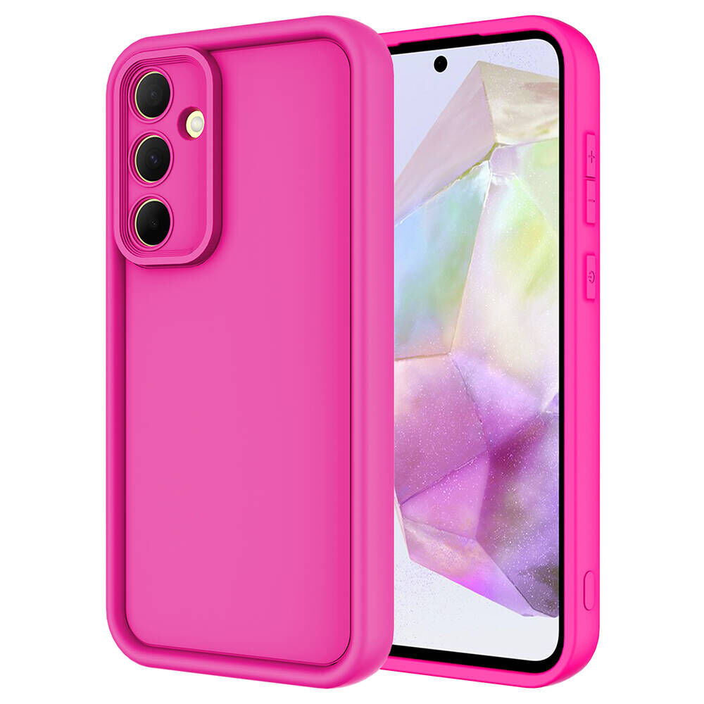 Samsung Galaxy A55 Kılıf Kamera Korumalı Ananas Kapak Pembe Koyu