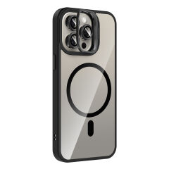 iPhone 15 Pro Kılıf Standlı ve Kamera Lens Hediyeli Kablosuz Şarj Özellikli Etro Kapak