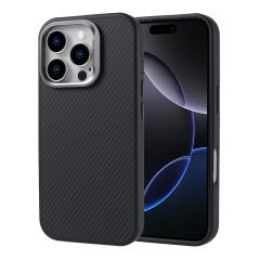 iPhone 16 Pro Max Kılıf Magsafe Şarj Özellikli Karbon Fiber Görünümlü Troy Kapak