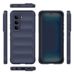 İnfinix Hot 50 4G Kılıf Esnek TPU Oyuklu Arka Yüzey Tasarımlı Etnik Silikon Kapak Lacivert