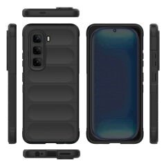 İnfinix Hot 50 4G Kılıf Esnek TPU Oyuklu Arka Yüzey Tasarımlı Etnik Silikon Kapak Lacivert