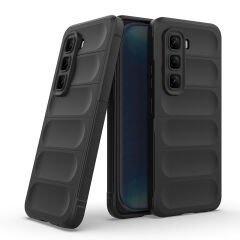 İnfinix Hot 50 4G Kılıf Esnek TPU Oyuklu Arka Yüzey Tasarımlı Etnik Silikon Kapak Lacivert