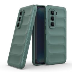 İnfinix Hot 50 4G Kılıf Esnek TPU Oyuklu Arka Yüzey Tasarımlı Etnik Silikon Kapak Lacivert
