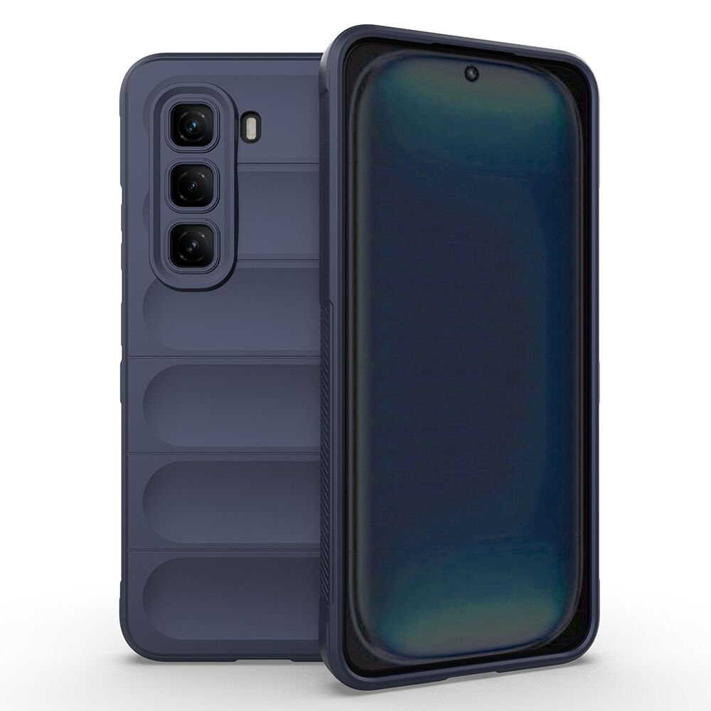 İnfinix Hot 50 4G Kılıf Esnek TPU Oyuklu Arka Yüzey Tasarımlı Etnik Silikon Kapak Lacivert