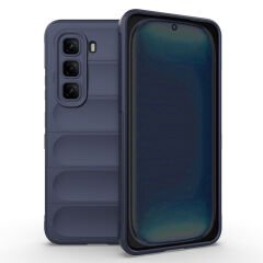 İnfinix Hot 50 4G Kılıf Esnek TPU Oyuklu Arka Yüzey Tasarımlı Etnik Silikon Kapak Lacivert