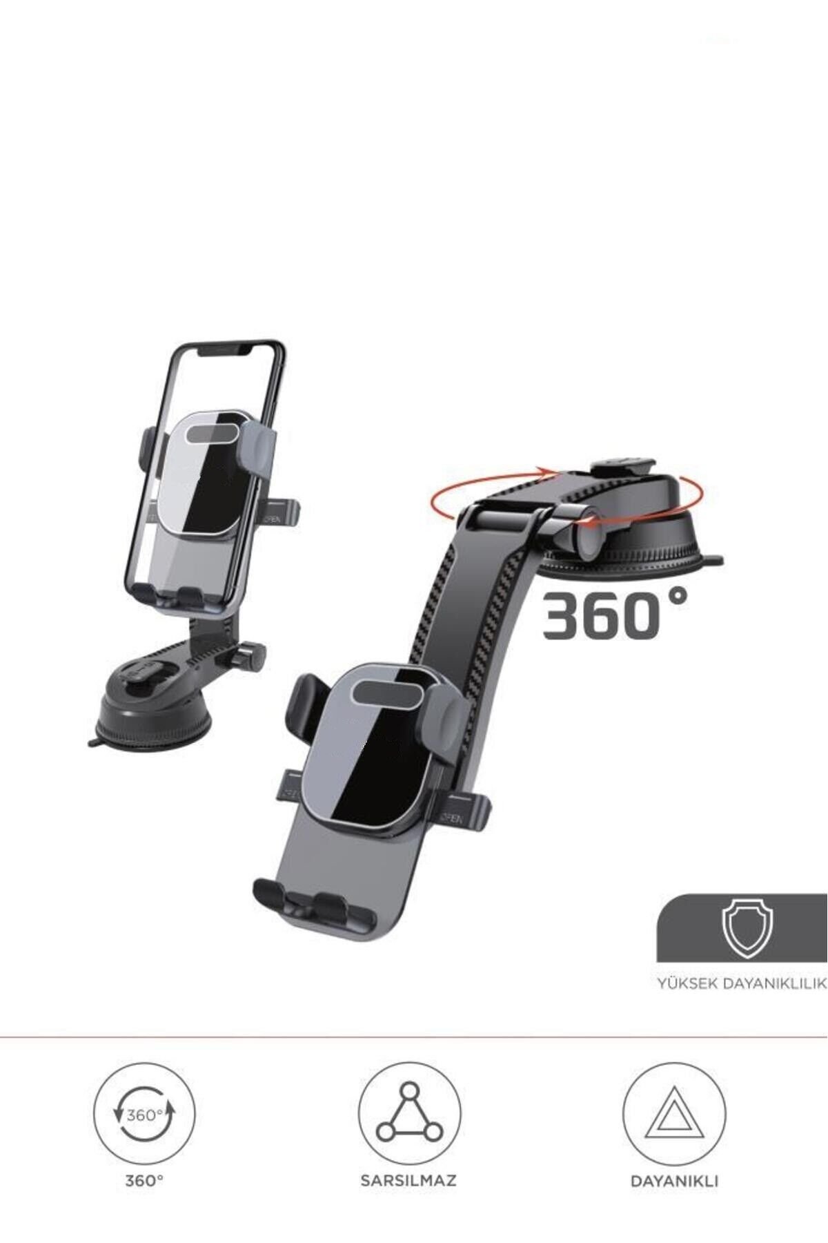 048 Siyah Araç İçi Vantuzlu 360 Derece Telefon Tutucu