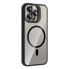 iPhone 15 Pro Max Kılıf Standlı ve Kamera Lens Hediyeli Kablosuz Şarj Özellikli Etro Kapak Lacivert