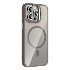 iPhone 15 Pro Max Kılıf Standlı ve Kamera Lens Hediyeli Kablosuz Şarj Özellikli Etro Kapak
