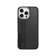 iPhone 16 Pro Max Kılıf Kablosuz Şarj Özellikli Karbon Fiber Görünümlü Antina Kapak