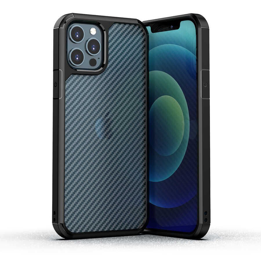 iPhone 12 Pro Max Kılıf İnoks Kapak Siyah