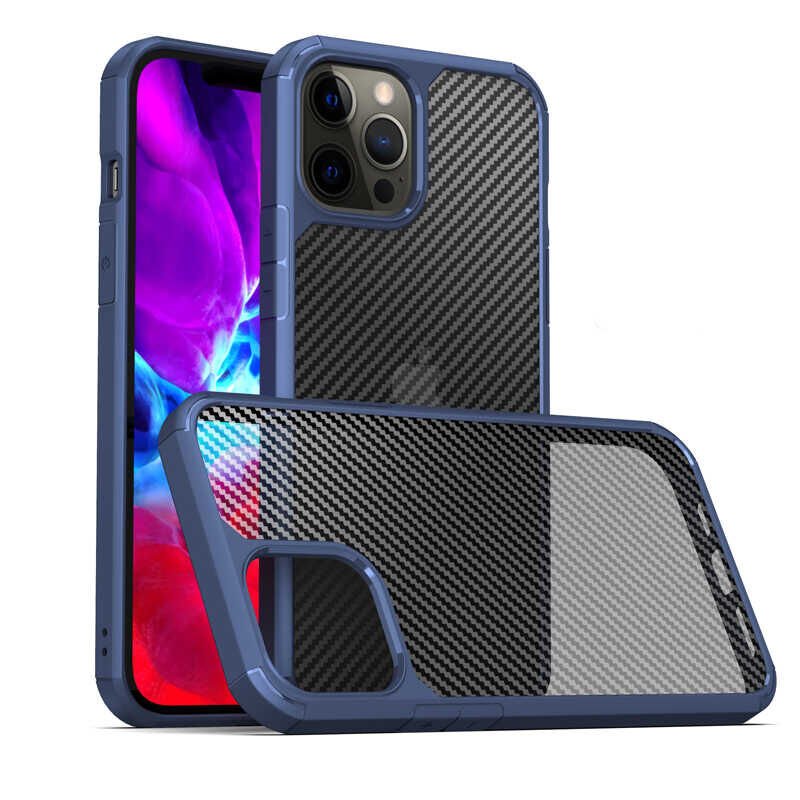 iPhone 12 Pro Max Kılıf İnoks Kapak Mavi