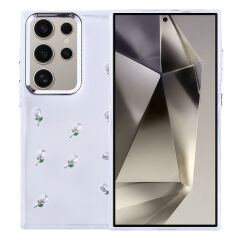 Samsung Galaxy S24 Ultra Kılıf Airbag Tasarımlı Simli Şeffaf Kutup Kapak Kiraz
