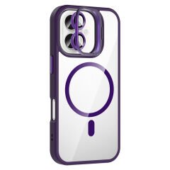iPhone 16 Kılıf Standlı ve Kamera Lens Hediyeli Kablosuz Şarj Özellikli Etro Kapak