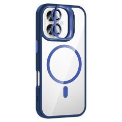 iPhone 16 Kılıf Standlı ve Kamera Lens Hediyeli Kablosuz Şarj Özellikli Etro Kapak