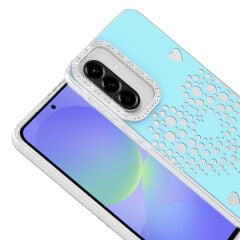 Samsung Galaxy A36 Uyumlu Kalpli Işıltılı Damla Taşlı Şeffaf Kenarlı Rivas Sert PC Koruyucu Telefon Kılıf