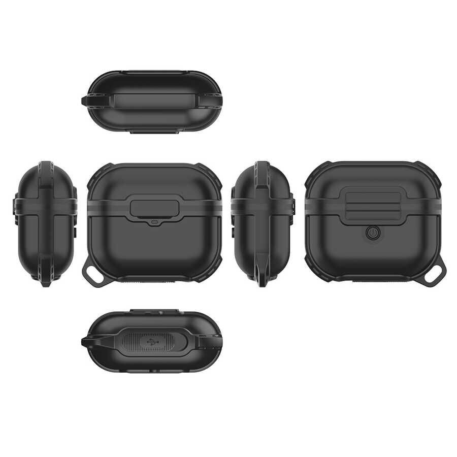 Airpods 3. Nesil Zore Airbag 16 Silikon 1-1 Su Geçirmez Kılıf Siyah