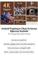 Bataryalı Otomatik Odaklı Projektör - Android Wifi 4K Destekli Ev Sineması Taşınabilir Projeksiyon