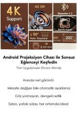 Bataryalı Otomatik Odaklı Projektör - Android Wifi 4K Destekli Ev Sineması Taşınabilir Projeksiyon